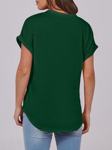 Image of ANRABESS Womens Short Sleeve Henley Tops V Neck Dressy Casual Blouses Summer Trendy Tee Shirts 2026 Vacation Fashion Clothes