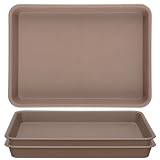 GREANER Brown Plant Saucers for Indoors, 11 Inch Heavy Duty Seedling Starter Trays No Holes, Pebble Tray for Plant Humidity(Set of 3)