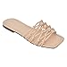 onlymakerheels Braided Flat Slide Sandals Square Open Toe Woven Strap Slide Sandals Nude Size15