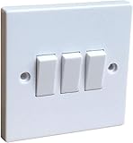 Invero 3 Gang 2 Way Electric Wall Light Switch White Rocker Standard Square 10 Amp