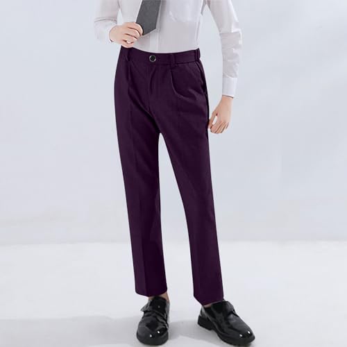 Boys School Uniform Suit Pants Teen Boys Flat Front Straight Leg Wrinkle-Free Dress Pants Kids Ceremony Stage Outfits2