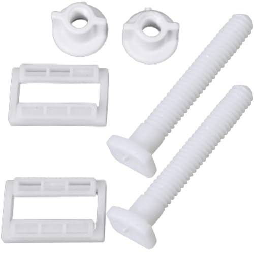 DEEGAA MART Rectangular Toilet Seat Hinge Bolt Screws Universal Plastic Fixing Hinge with Nut and Washer Toilet Seat Hinge Replacement Split toilet One-piece toilet parts (40, 1)