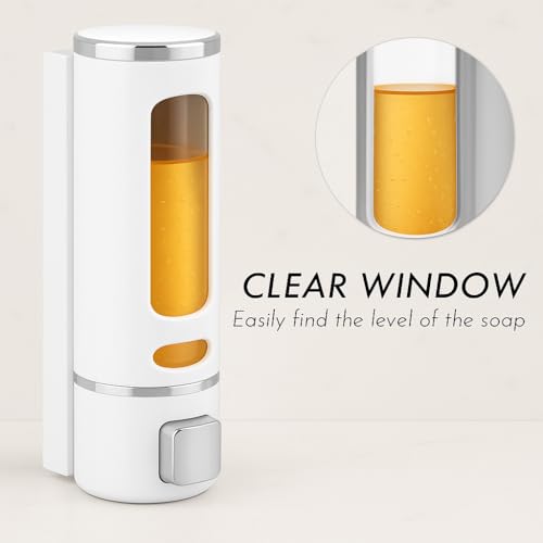 Image of ABS Wall Mounted Soap Shampoo Conditioner Handwash Gel Liquid Soap Sanitizer Dispenser for Bathroom Basin Kitchen Sinks (400 Ml, White)