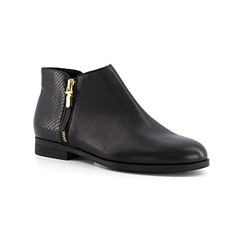 Dune Ladies Women's PANDIE Zip Detail Ankle Boots Size UK 5 Black Flat Heel Ankle Boots Cover
