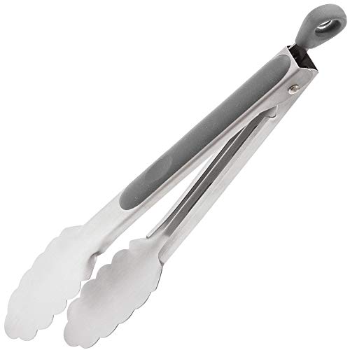 Gorilla Grip Original Grill Tong, 7 Inch Kitchen Locking Tongs, Sturdy and Comfortable Handle Grips, Rust Resistant Stainless Steel, Perfect for Cooking, Grilling and BBQ, Flip Food With Ease, Gray