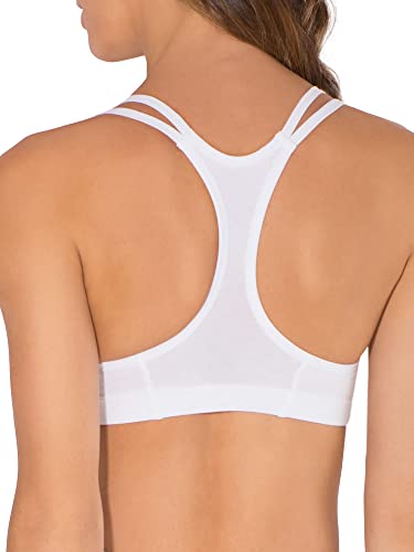 Fruit Of The Loom Womens Spaghetti Strap Cotton Pull Over 3 Pack Sports Bra, Skinny Stripe/White/Blushing Rose, 38 #TOP1