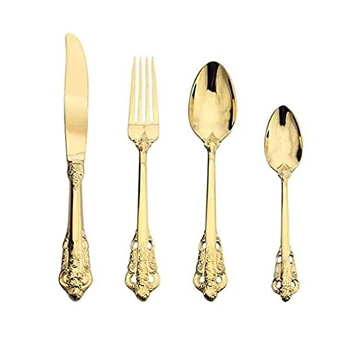Elegante Juego de Cubiertos de 24 Piezas/Juego de Cubiertos Mixtos de Acero Inoxidable para Cocina Familiar, Hotel, Restaurante, Fiesta, Comedor, Cuchillo, Tene