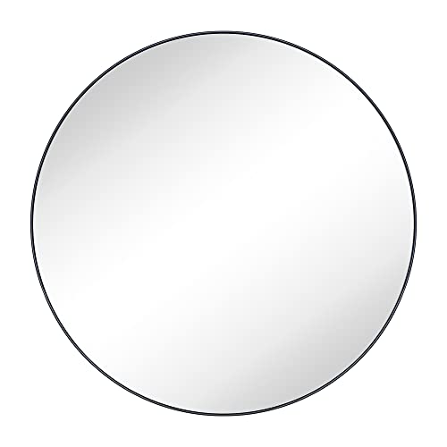Image of TEHOME 30 inch Black Round Mirror Circle Wall Mirror Circular Round Mirror for Bathroom Vanity, Entryway, Dresser or Mantel