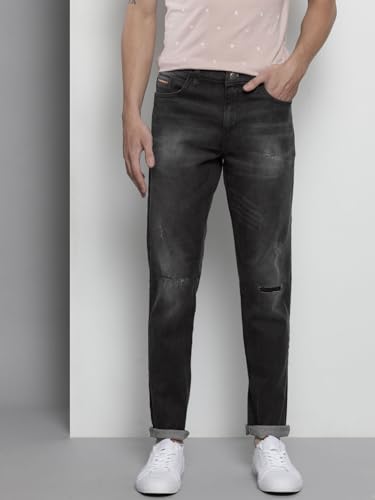 Image of The Indian Garage Co Men Slim Fit Solid Mid-Rise Stretchable Jeans