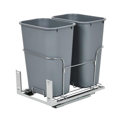 Caneca de basura extraíble doble 25 cuartos gris miniatura 7