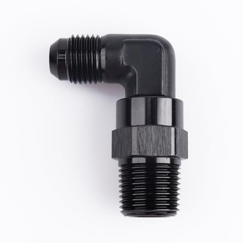 Racor AN8 macho Flare a rosca NPT 3/8 macho giratoria codo aluminio negro 4