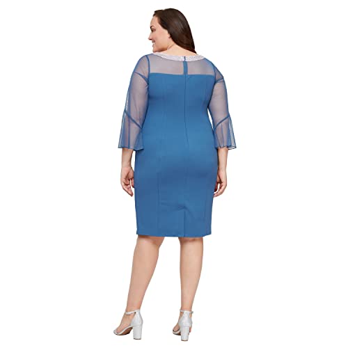 Image of Alex Evenings Womens Plus Size Short Shift Dress with Embellished Illusion Detail