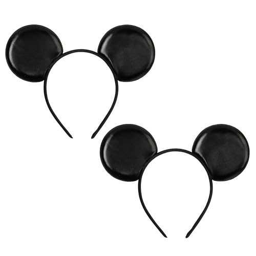 zhezesmila 2-Pack Classic Black Mouse Ears Headband Unisex Smooth Ears Headband Accessory for Couples Family Trips & DIY Projects Simple & Lightweight