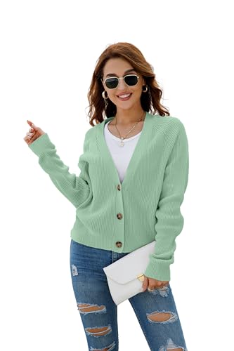 Image of TASAMO Womens Cardigan Sweaters 2026 Fall Cropped Lightweight Sweater