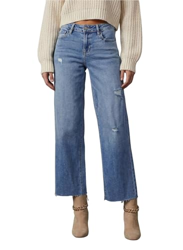 Dokotoo Capri Wide Leg Pants Womens Jeans Pants High Waisted