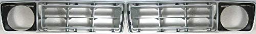 Evan-Fischer Grille Assembly Compatible with 1976-1977 Ford F-150 Plastic Grille Silver Shell and Insert With round headlight holes Set of 2