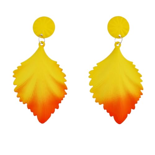 Yellow & Orange Leaf Dangle Earrings
