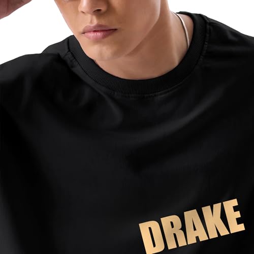 Image of Drake Oversized Black Tshirt for Men and Women Rapper Drake Drop Shoulder Unisex Baggy Loose Fit T-Shirts