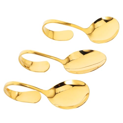Unomor Set of 3 Unique Shape Stainless Steel Spoons for Buffet Catering and Tea Party Serving Utensils