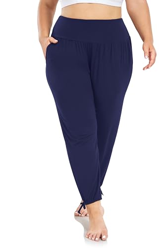 ZERDOCEAN Women's Plus Size Casual Yoga Pants Loose Comfy Lounge Pajama Pants Joggers with Pockets4