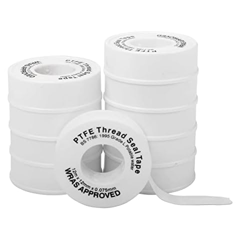 HAUTMEC 10 Rolls Teflon Tape, PTFE Sealant Tape for Plumbers Plumbing(White, 12m x 12mm x 0.075mm), Thread Seal Tape, for Home Shower Head, Water Pipe Sealing HT0124-ST Cover