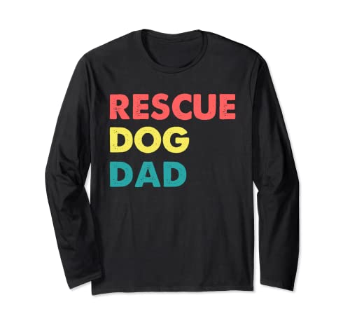 Proud Rescue Dog Dad Fathers Day Gift for Dog Lovers Pet Dog Manga Larga