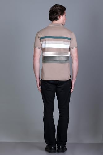 Image of SANE ORIGINALS T-Shirt for Men with Pocket || Textured Striped Polo for Men