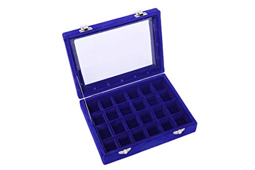 Preisvergleich Produktbild Runsabay Schmuckschatulle für Weihnachten und Neujahr, 24-teilige Schmuckschatulle aus Samtglas mit Aufbewahrungsbox für Glasdeckel-Tabletthalter, Display-Organizer, Ohrringe