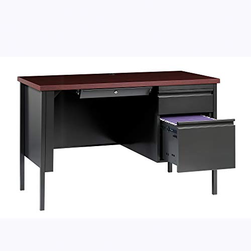 Lorell Fortress Series Mahogany Laminate Top Pedestal Desk, Charcoal Gray #TOP2