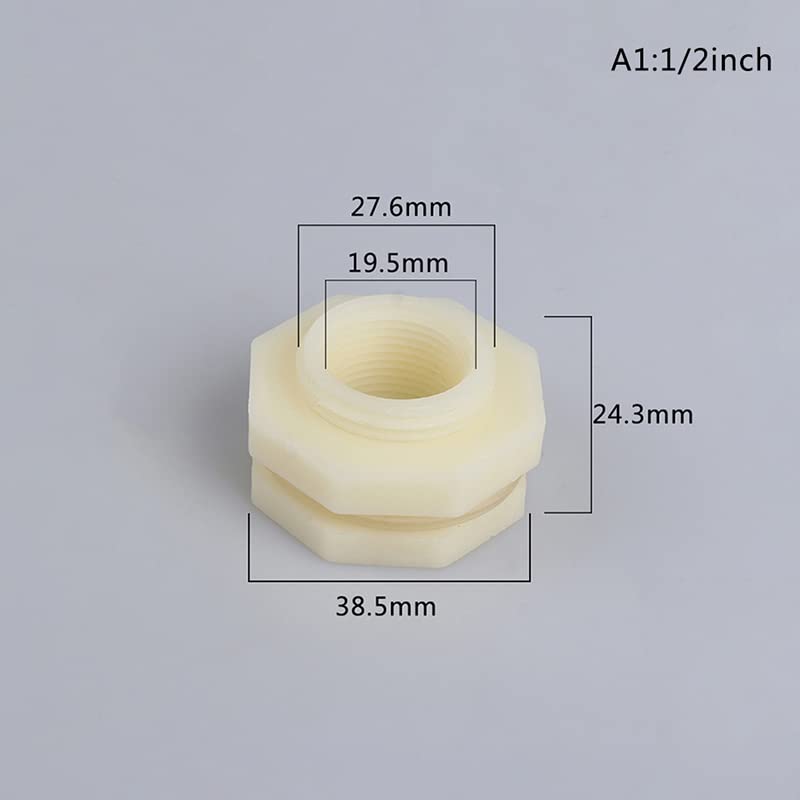 YKMYXZ， Conector de tubería for tanque de agua, rosca ABS de 1/2", 3/4" y 1", for acuario.(A1)