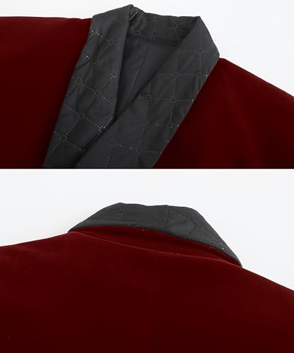 Men's Short Velvet Smoking Jacket Double Breasted Smoking Robe Wedding Party Blazer Coat3