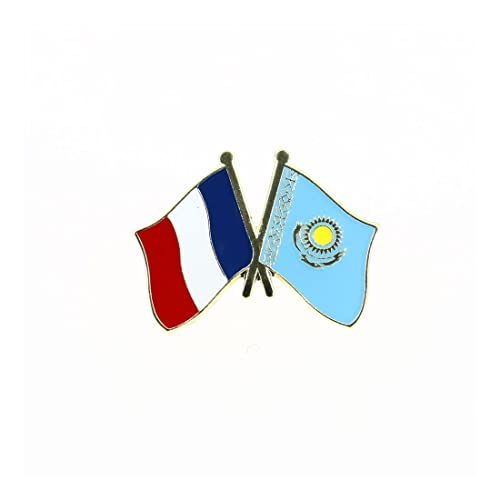 Clj Charles Le Jeune Pin's Drapeaux Jumelage France Kazakhstan - Franco-kazakh - Drapeaux Jumelage - qualité de finition - Epingle - Broche - Badge - Jumelage et Fraternité