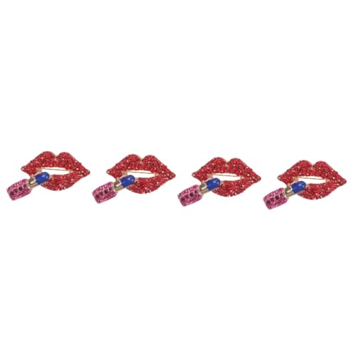 Broche de bal rouge à lèvres sertie de strass, bijou en alliage d'exception