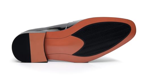 Santimon Men's Double Monk Strap Dress Shoes, Patent Leather Penny Loafers, Black Formal Dress Business Shoes,Tuxedo Shoes for Men3