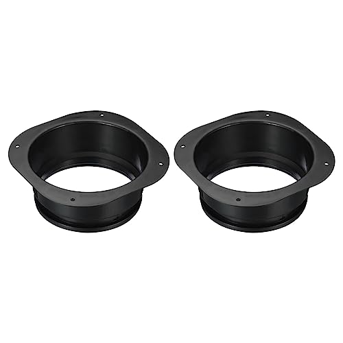 PATIKIL 6" Duct Connector Flange, 2 Pack Dryer Vent Wall Plate Square to Round Straight Ducting Plate for Air Heating Cooling Ventilation Exhaust Fan, Black