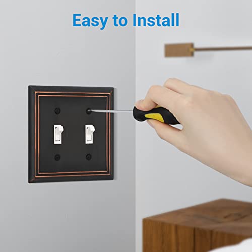Dewenwils Double Toggle Wallplates, Aged Bronze Light Switch Covers, Heavy Duty Matel Material, Pack Of 2 #TOP2