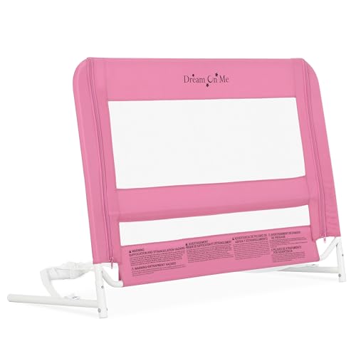 Image of Dream On Me Mesh Security Bed Guard Rail for Toddlers 2-5 Years, Fits Twin-King Beds, Reinforced Anchor System, 2 Adjustable Heights, Pink, Not for Cribs /Toddler Beds