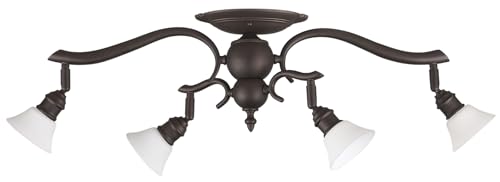Canarm IT217A04ORB10 Addison 4-Light Dropped Track Lighting with Flat Opal Glass Shades, Oil Rubbed Bronze