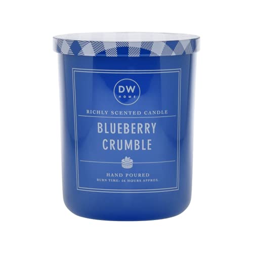 DW Home Hand Poured Richly Scented Large Double Wick Candle with Decorative Plaid Lid, (15.3 oz.) (Blueberry Crumble)