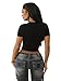 True Religion Women’s Wing Crystal Baby Tee – Cropped Cotton Blend Top, Short Sleeve, Crystal Logo | Crew Neck | Jet Black, Large