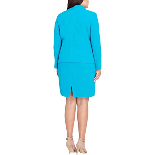 Tahari Asl Womens Plus One Button Work Wear Skirt Suit Blue 24W #TOP1
