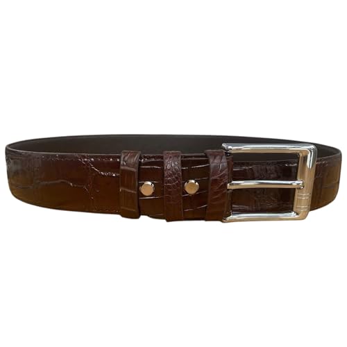 Black Genuine alligator leather skin belts for men crocodile skin leather belt with silver buckle for mens width 1.5"3