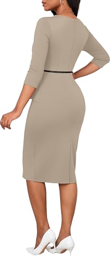 Business Casual Dress for Women Elegance Church Dresses Midi Bodycon Pencil Dress Office Modest Work Suiting Outfits4