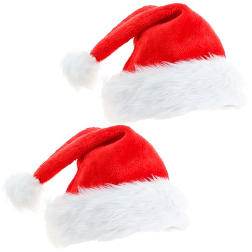 sinirttou Weihnachtsmütze 2 Stück, Plüsche Weihnachtsmann Mütze,...