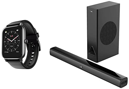 Image of boAt Xtend Pro with Advanced Dedicated Bluetooth Calling Chip, Dial Pad, 1.78 inch AMOLED Display & Aavante Bar 1250 80 Watt 2.1 Channel Wireless Bluetooth Soundbar (Premium Black)