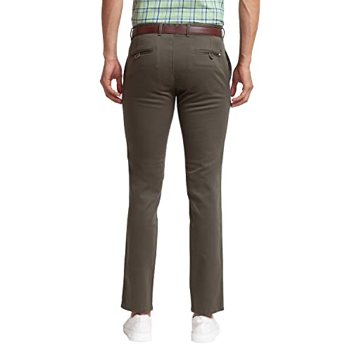 Image of Parx Men's Cotton Blend Solid Pattern Low Rise Tapered Fit Flat Front Casual Trouser