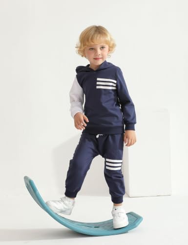 Image of Toddler Boy Clothes Long Sleeve Hoodie Sweatsuits Tops and Pants 2Pcs Boys Fall Winter Outfits Set
