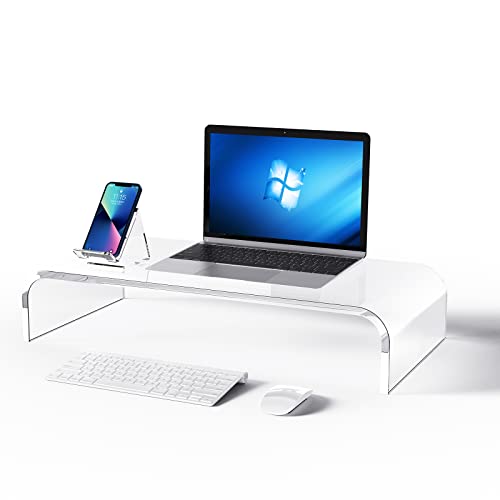 Kmandlu Premium Acrylic Monitor Stand, Computer Riser, Acrylic Laptop Stand,Wide 16", Computer Stand, For Office&Home Tv Printer Free Acrylic Phone Stand #TOP3