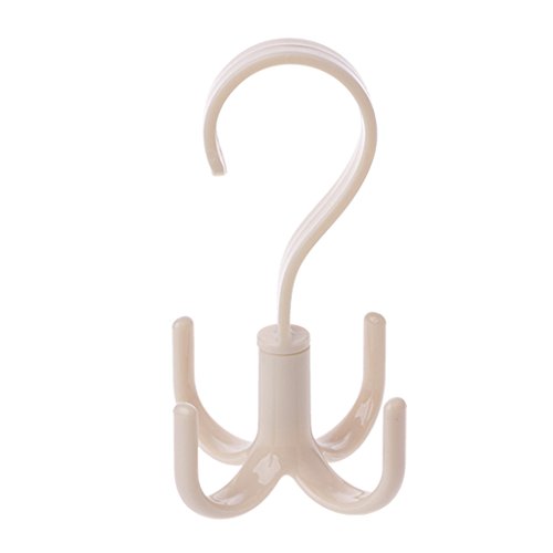 Dabixx 360 Degree Rotating Belt Hanger Scarf Tie Rack Holder Hook Closet Organizer - Beige