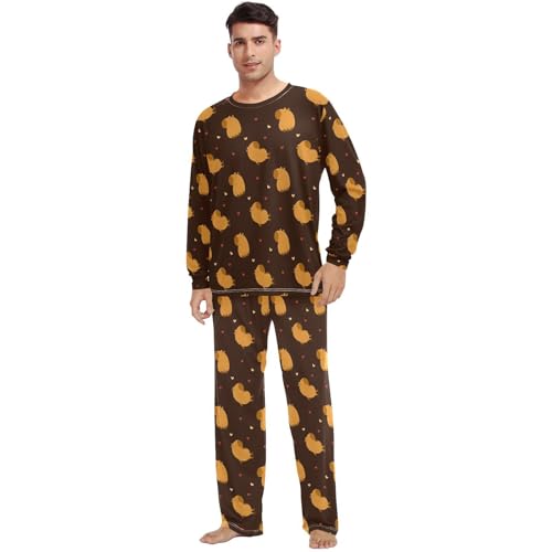 Unisex Pajama Set Long Sleeve Sleepwear Soft 2 Piece Loungewear Capybara Pj Sets for Women & Men2